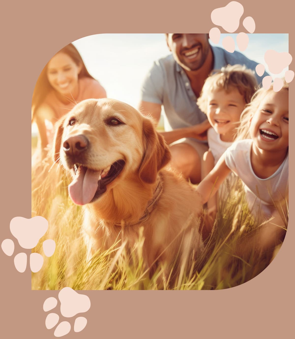 Dog playing with family with healthy teeth in Centerton